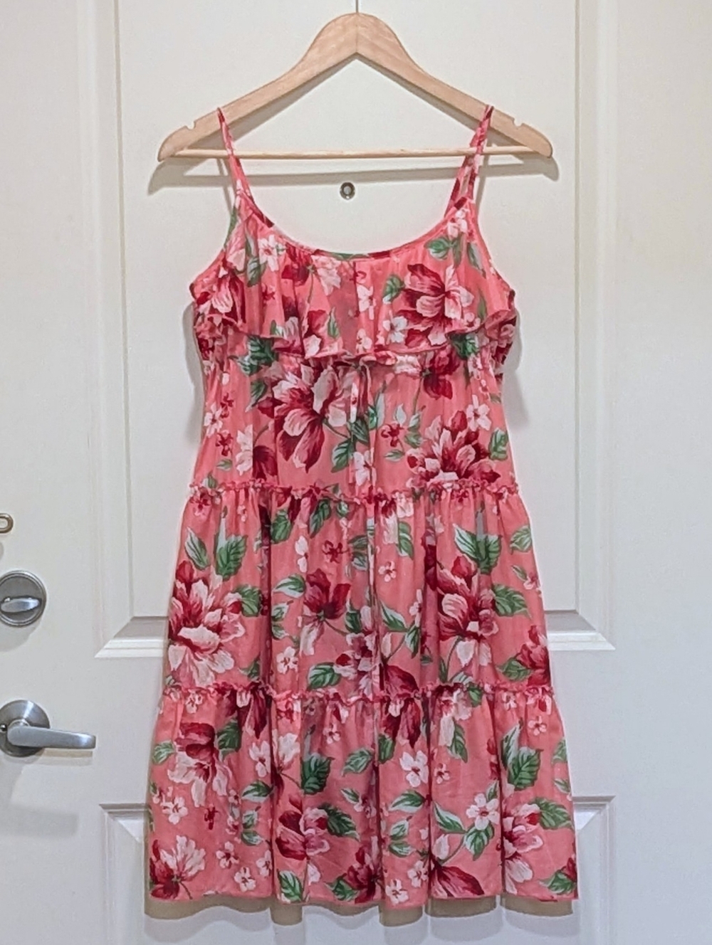 EUC Betsey Johnson Swim M/L Semi Sheer Pink Floral Smock Beach Dress